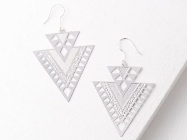 CiCi Silver Geometric Dangle Earrings