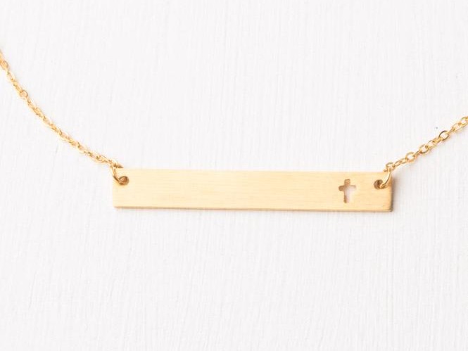 Layla Horizontal Gold Cross Bar Necklace