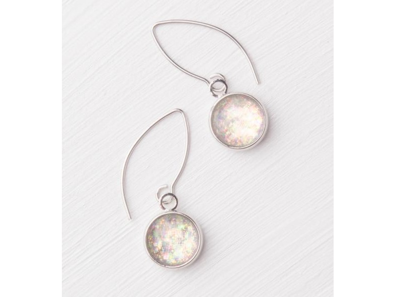 Ena Silver & White Opal Pendant Earrings