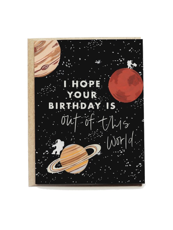 Outer Space Blank Birthday Card