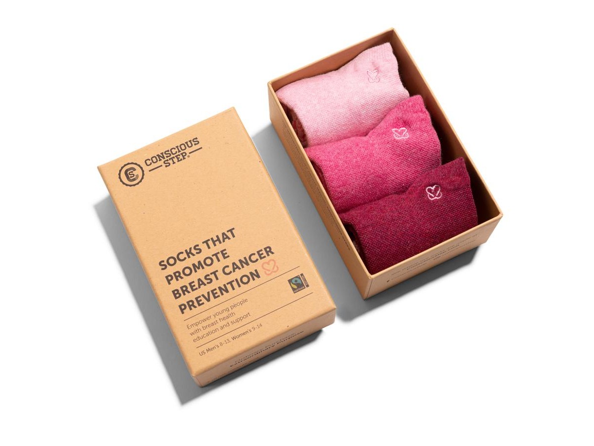 Organic Cotton Ankle Socks That Promote Breast Cancer Prevention Gift Box - Small