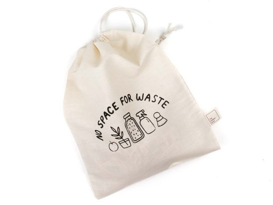 Large Organic Cotton Grocery Bulk Bag - No Space for Waste