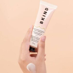 BKIND's Moisturizing Hand Balm – Rose & Geranium. Plant-based skincare product.