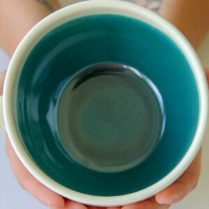 Prodigal Pottery's Artisan Soup Mug – Green Sapphire. Ethical Shopping.