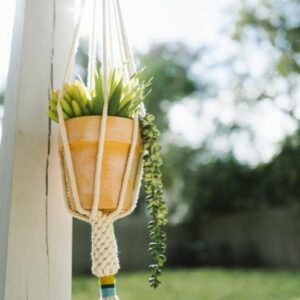 Freeleaf's Hand-knotted Dignity Plant Hanger – Mustard Multi