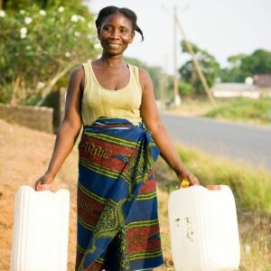 Woman collecting water.